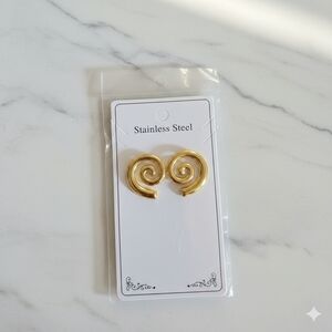 Gold Spiral Stainless Steel Earrings